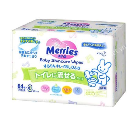 Khăn giấy ướt Merries Nhật Bản (64 tờ) - An toàn cho bé